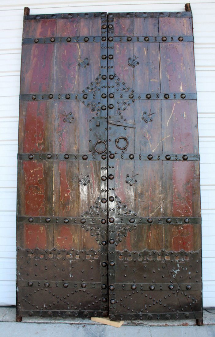 Pair of Chinese hardwood entry doors (1 of 6)