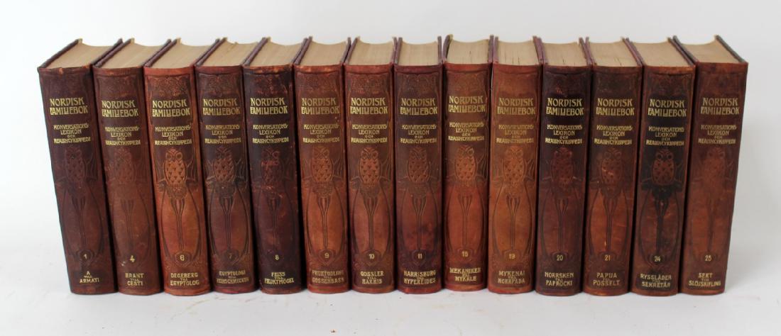 Lot of 14 leather bound Swedish books (1 of 4)