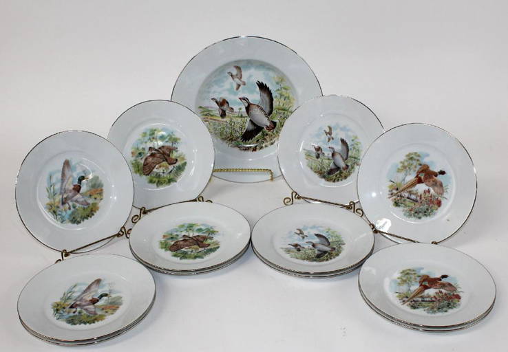 Set Of 8 French Limoges Bird Plates