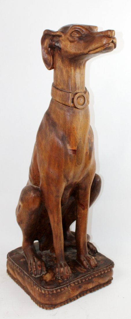 Carved wooden greyhound dog statue (1 of 4)