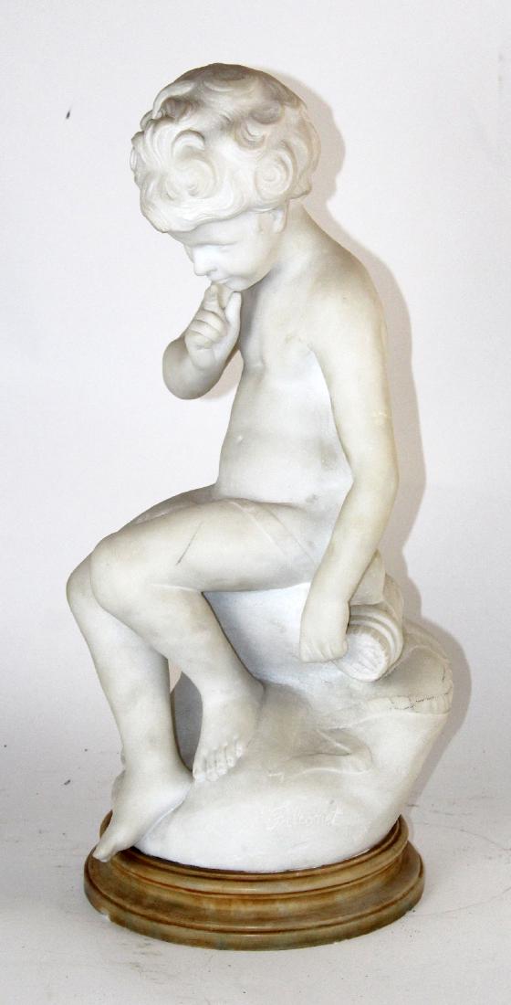 After Falconet carved white marble sculpture cherub (1 of 5)