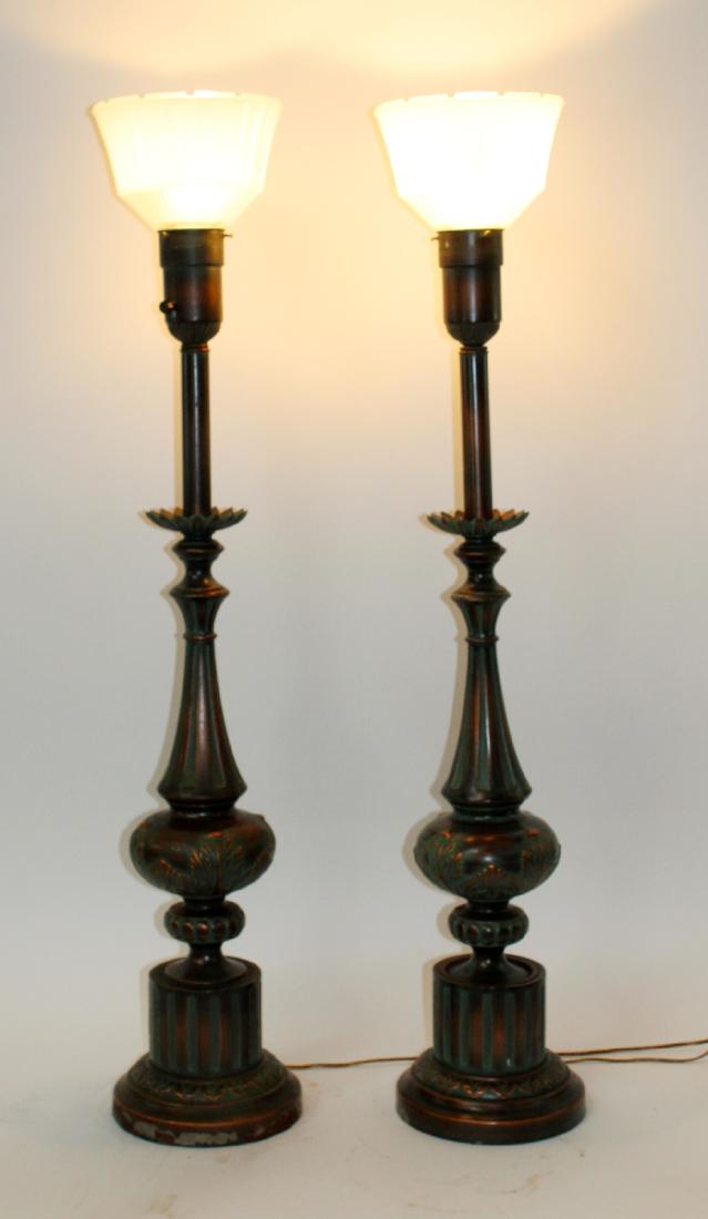 Pair of copper finish vintage theater lamps (1 of 4)