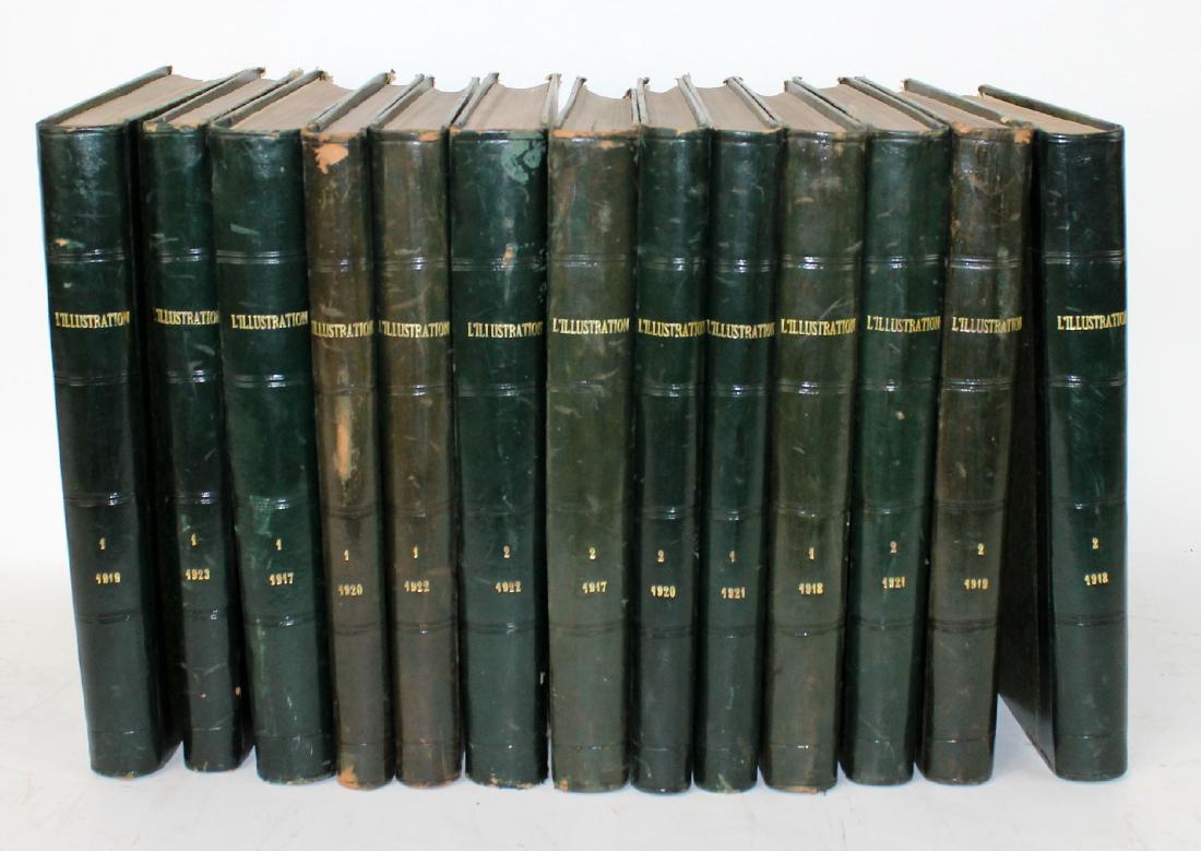 Lot of 13 French green leather bound books (1 of 5)