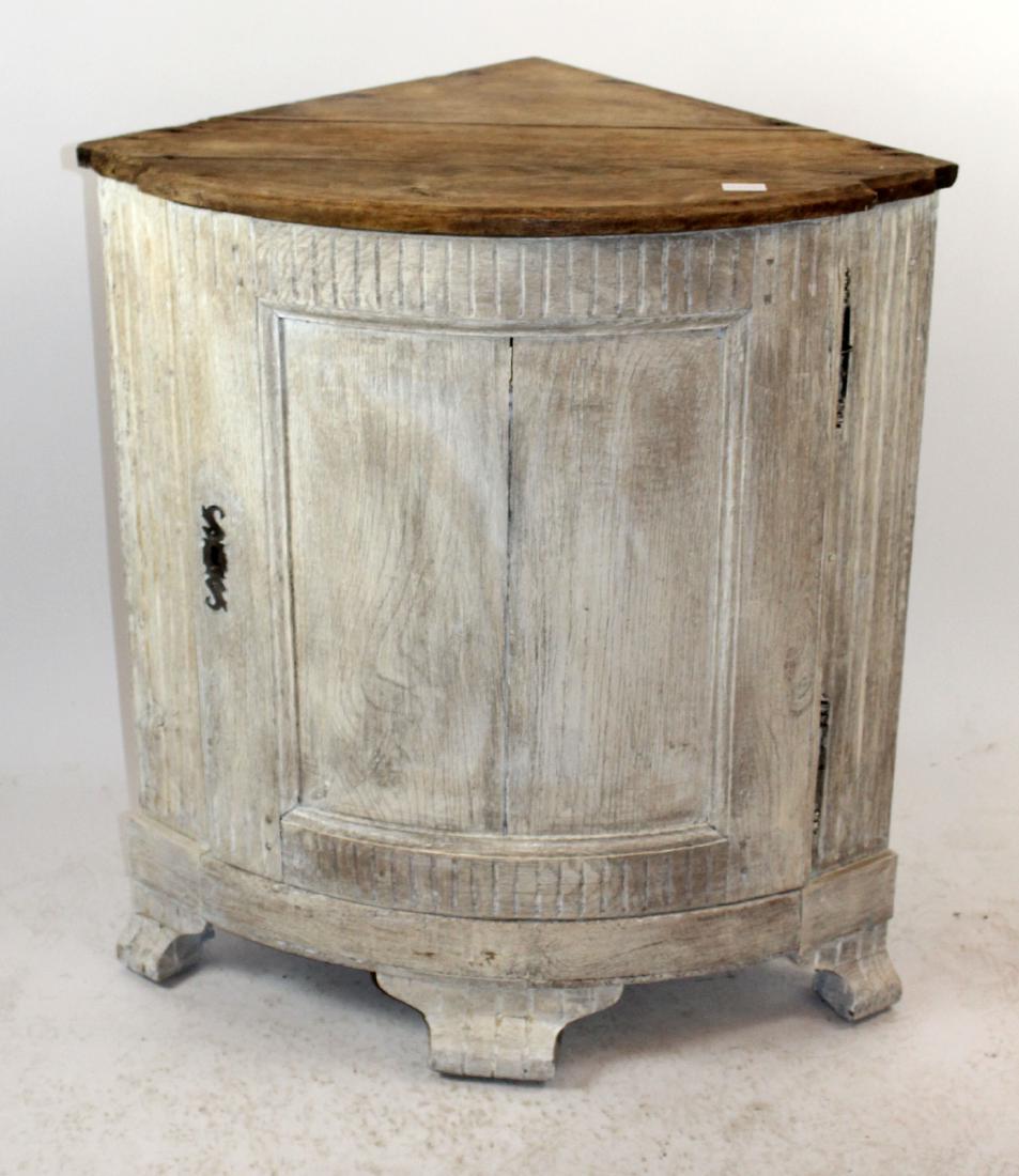 French painted demi lune oak corner cabinet. (1 of 5)