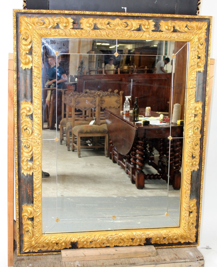Large decorative black and gold mirror (1 of 4)