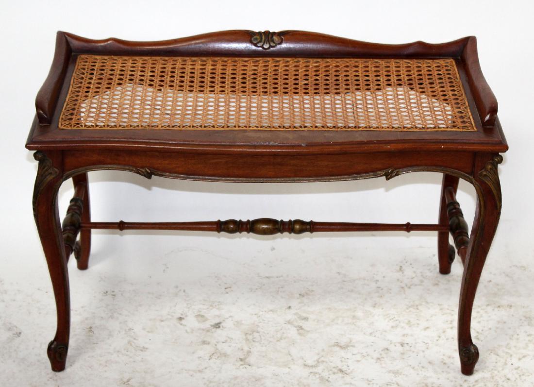 Louis XV style mahogany bench with cane seat (1 of 3)