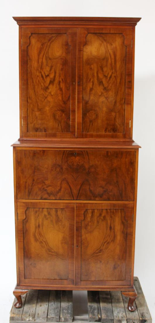 English burl walnut fall front bar cabinet (1 of 5)