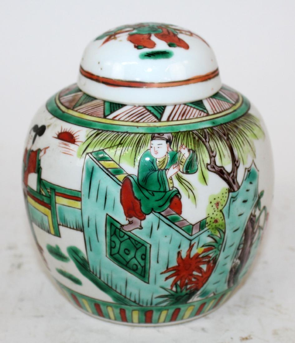 Chinese export Famille Verte porcelain ginger jar (1 of 5)
