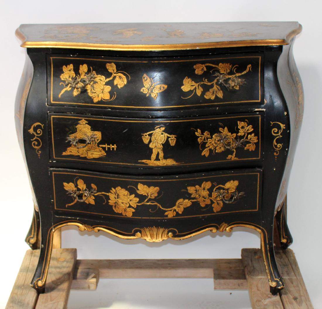 Chinoiserie painted bombe commode (1 of 5)