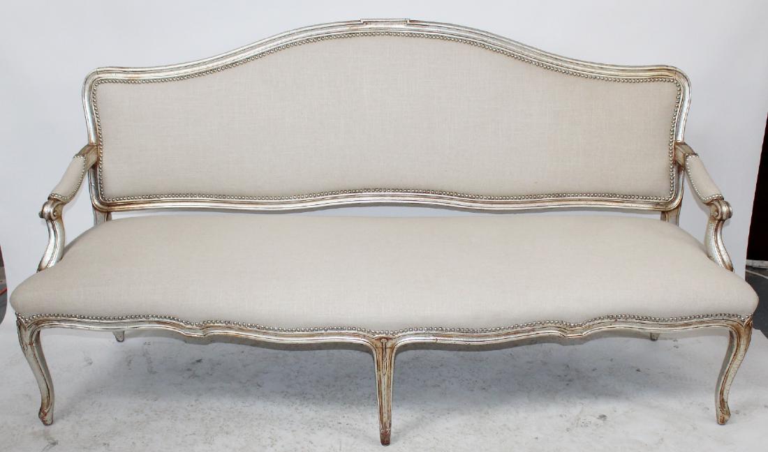 Louis XV style linen upholstered canape sofa (1 of 4)