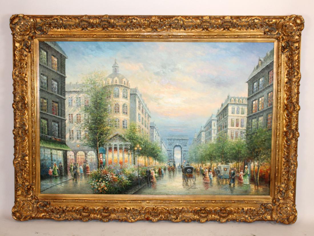 Large scale oil on canvas Paris street scene (1 of 6)