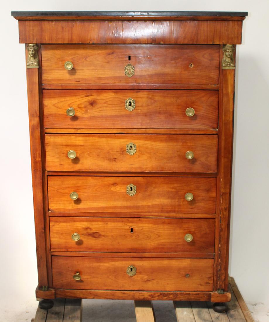 French Empire semainier chest with marble top (1 of 4)