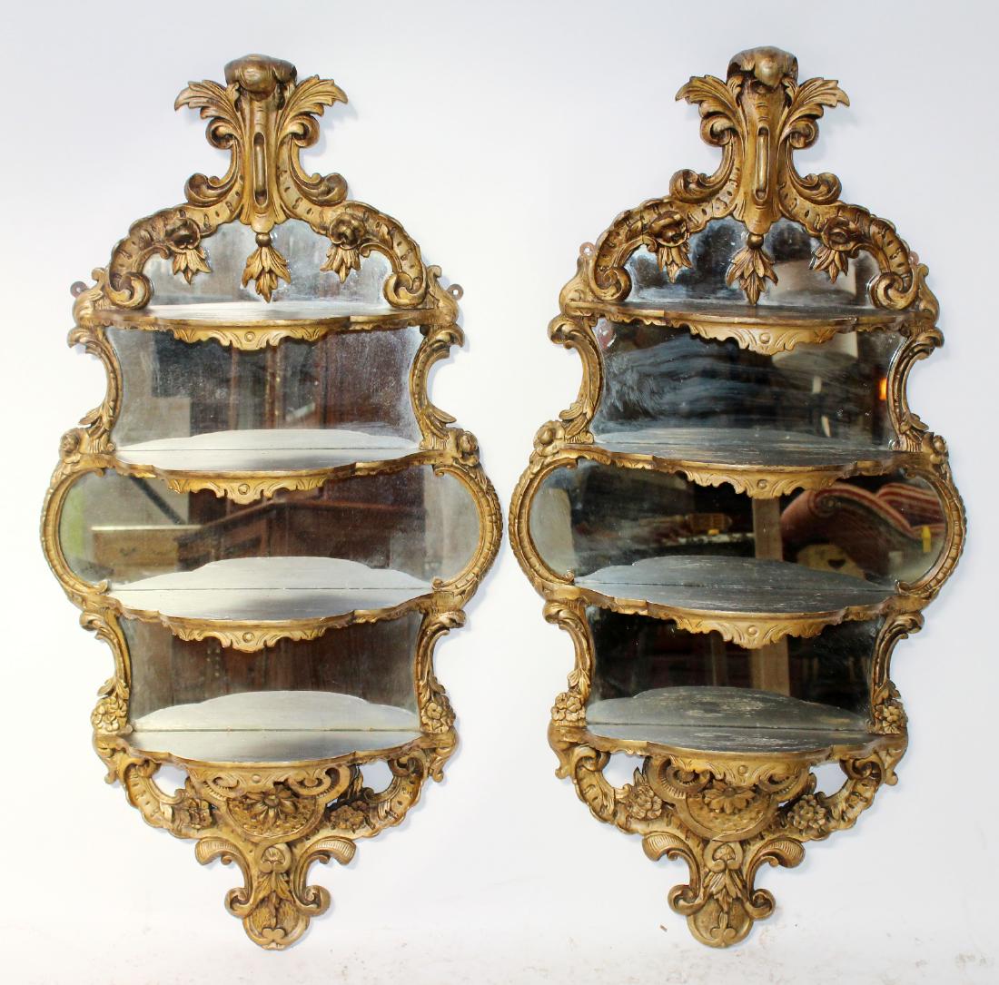 Pair of Italian gilt tiered wall shelves (1 of 8)