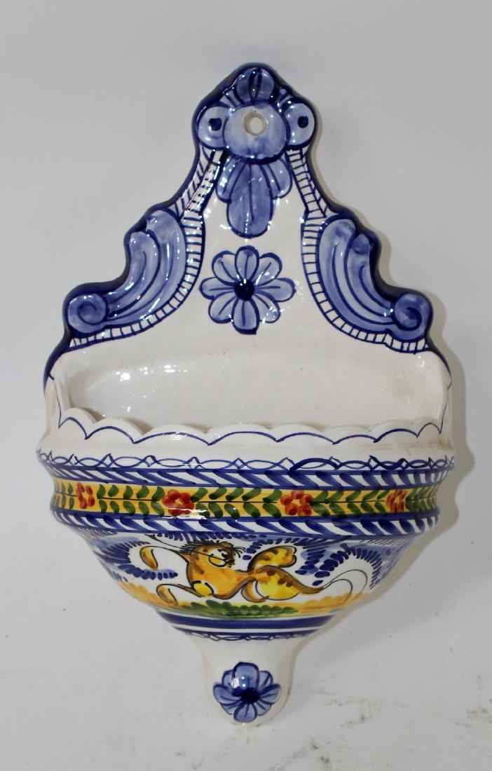 Spanish glazed terracotta wall pocket (1 of 5)