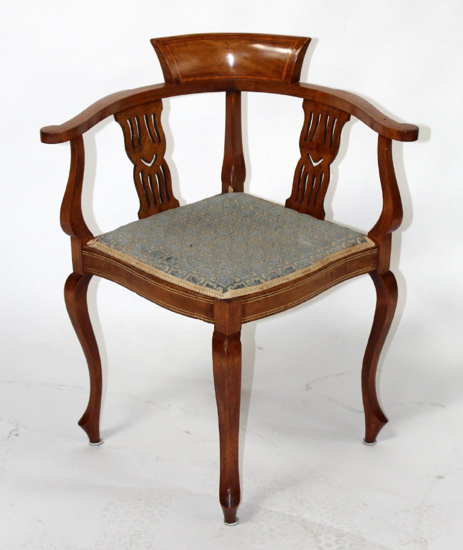 Edwardian corner chair in satin wood. (1 of 5)