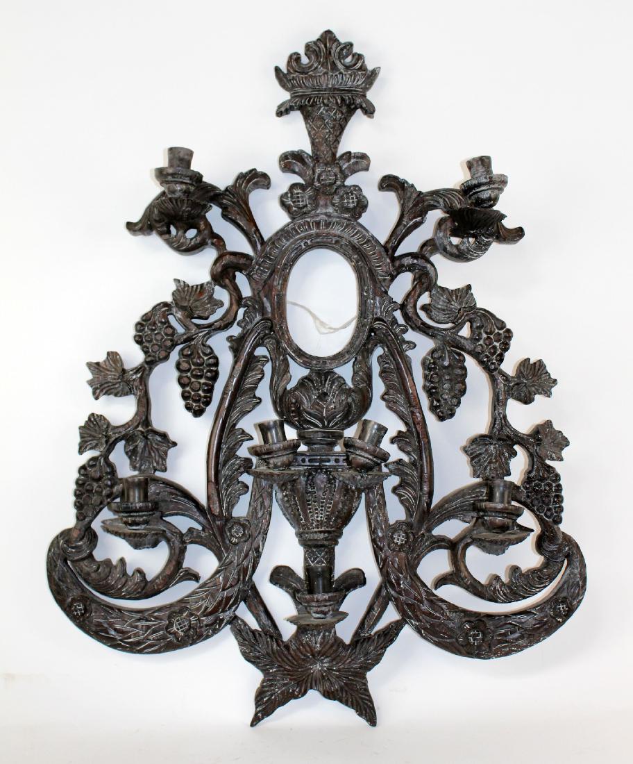 Carved and painted Guild Master candle wall sconce (1 of 5)