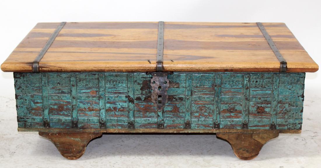 Sheesham wood coffee table on wheels (1 of 7)