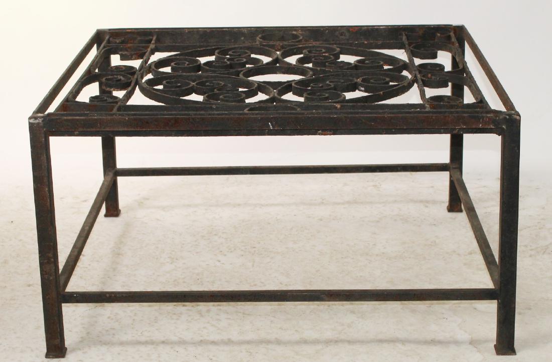 Scrolled iron square coffee table base (1 of 5)