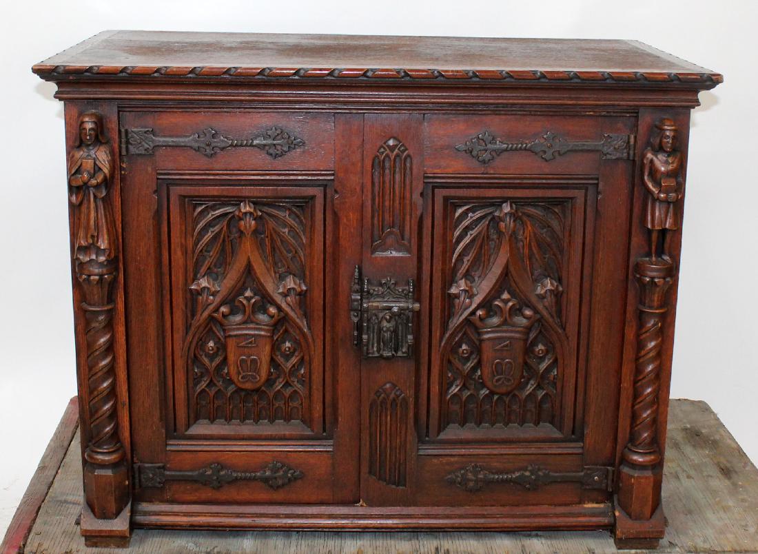 French Gothic style 2 door cabinet (1 of 5)