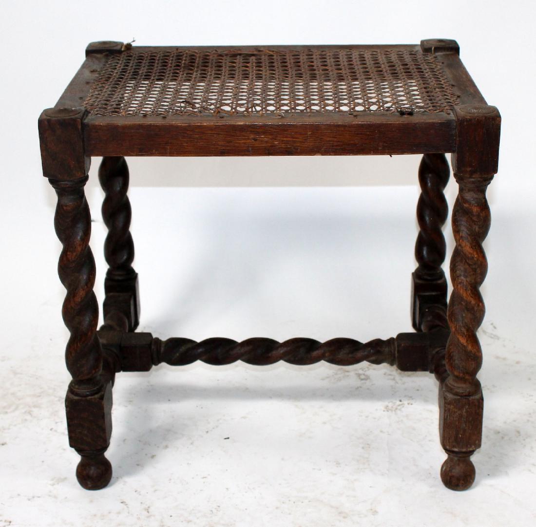 English barley twist walnut & cane footstool (1 of 6)