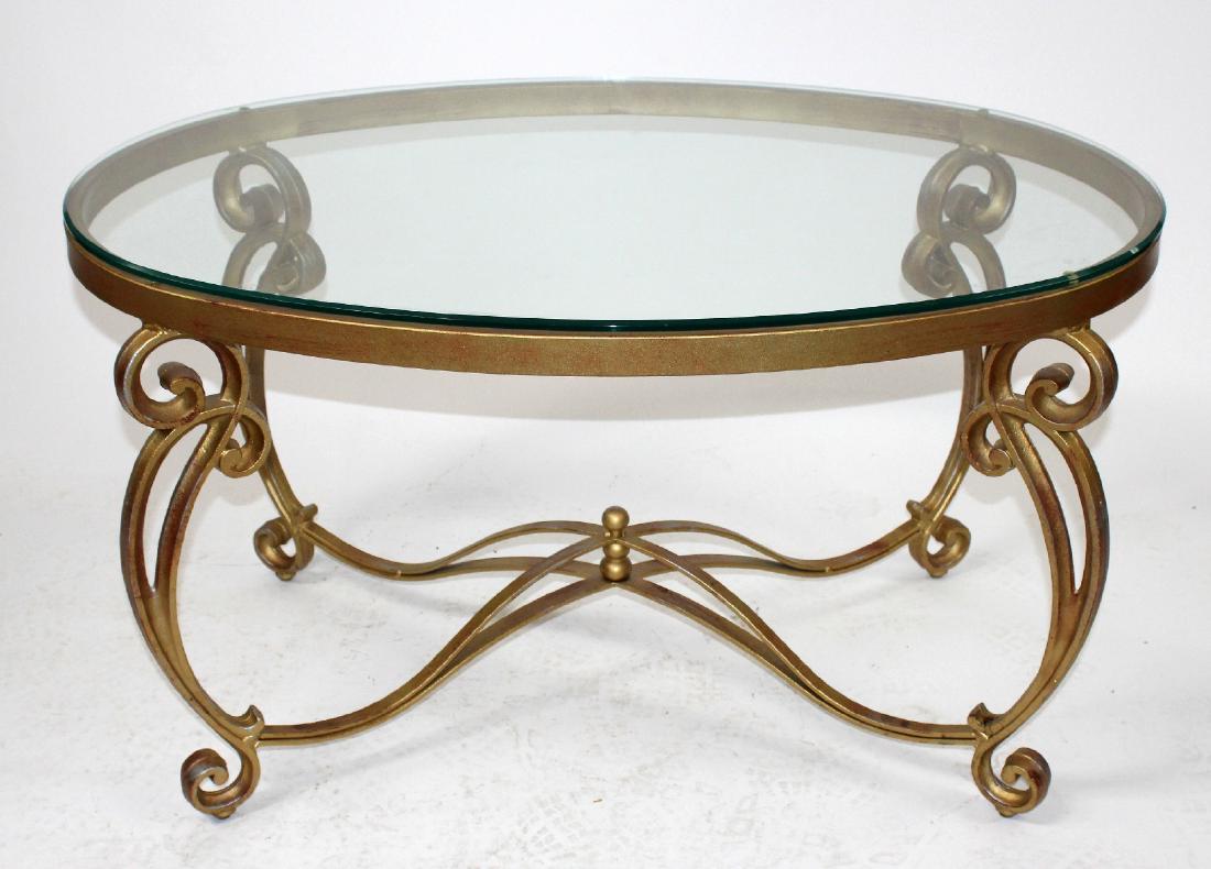 Oval beveled glass top coffee table (1 of 4)