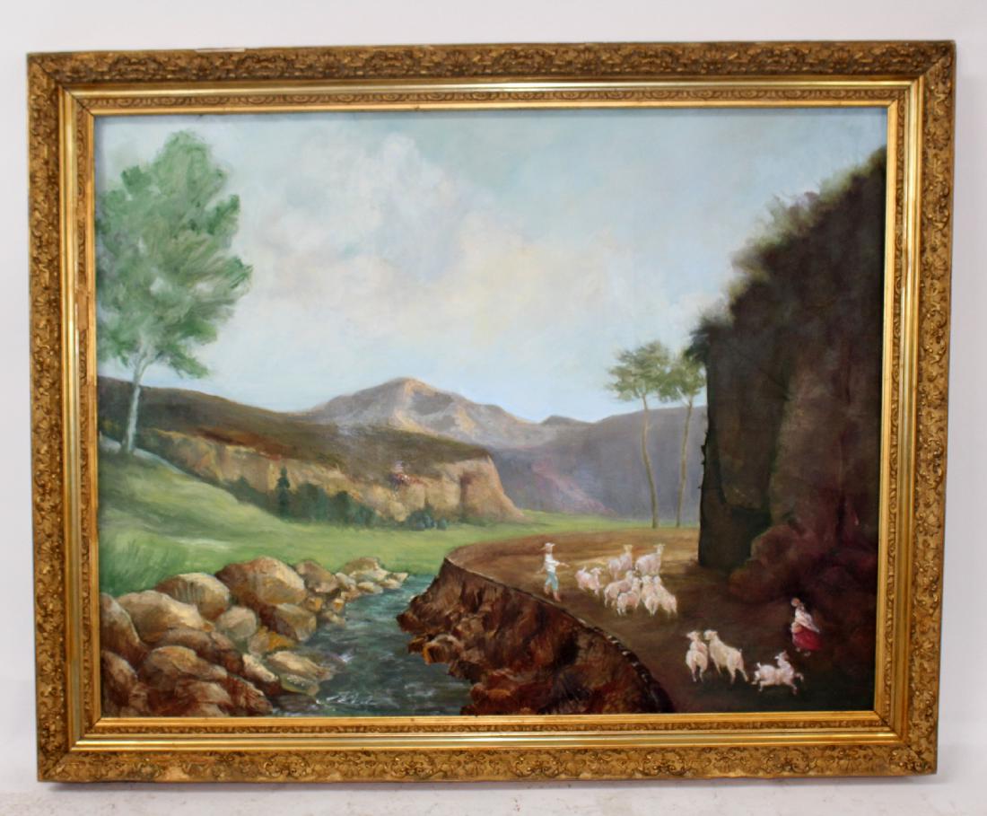 Large scale oil on canvas landscape scene (1 of 5)
