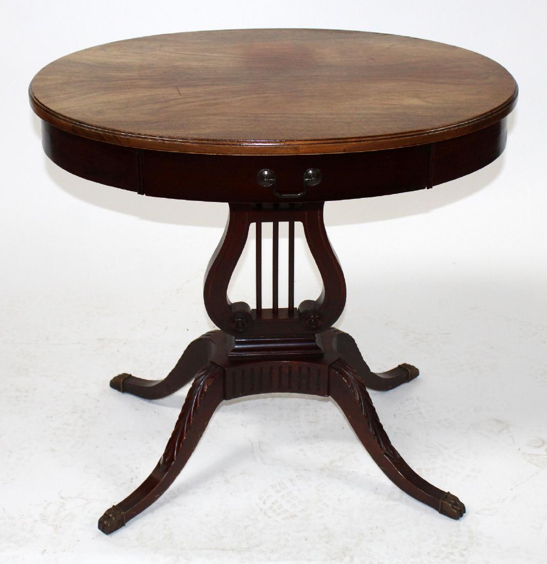 Mahogany lyre form oval side table (1 of 3)