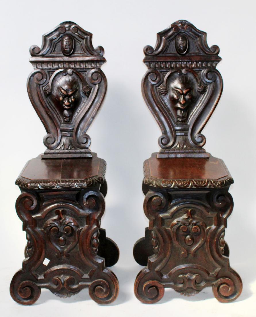 Pair of Italian Renaissance hall chairs (1 of 7)