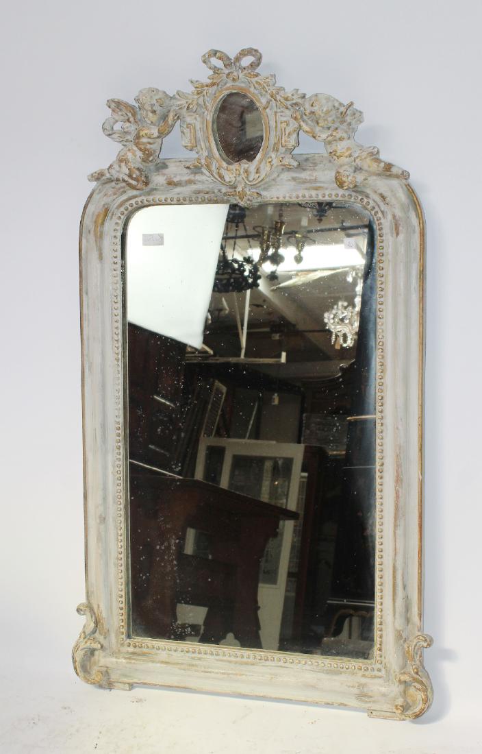 French Louis XVI painted mirror with cherubs (1 of 8)
