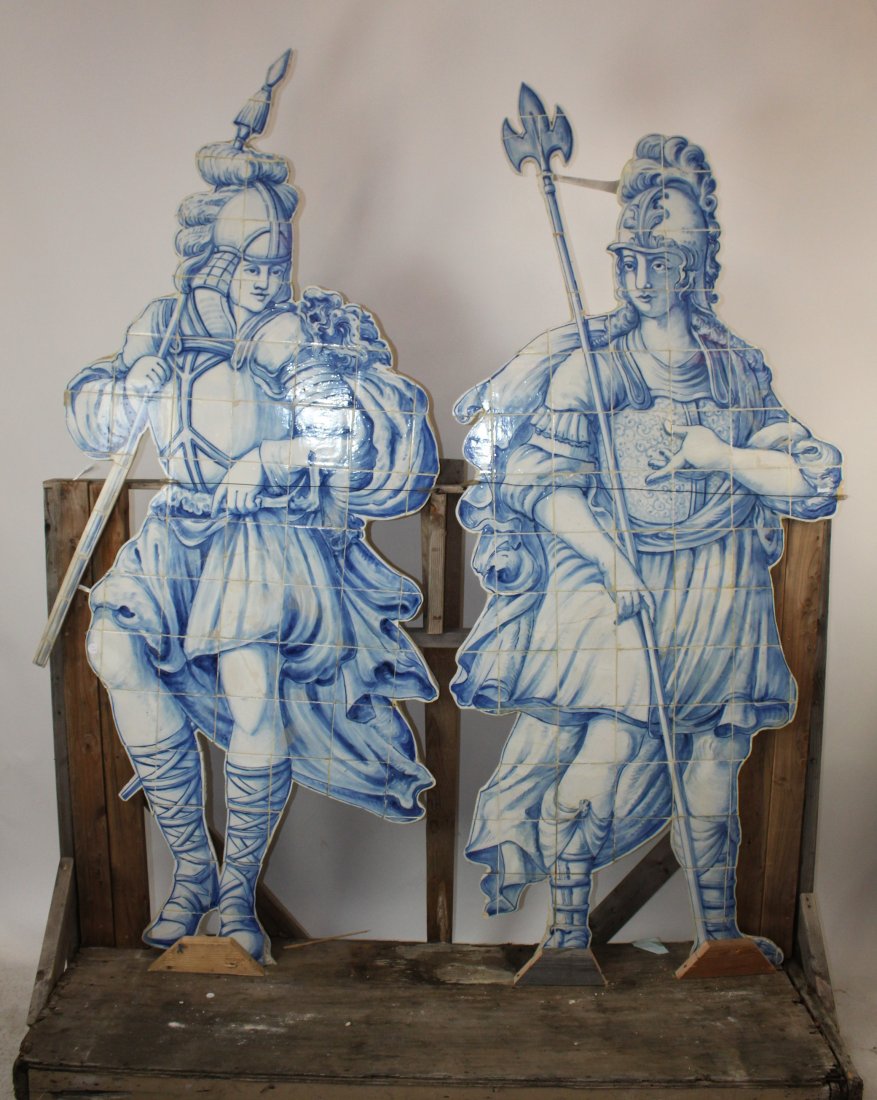 Lot of 2 Delft style lifesize tile warrior figures (1 of 7)