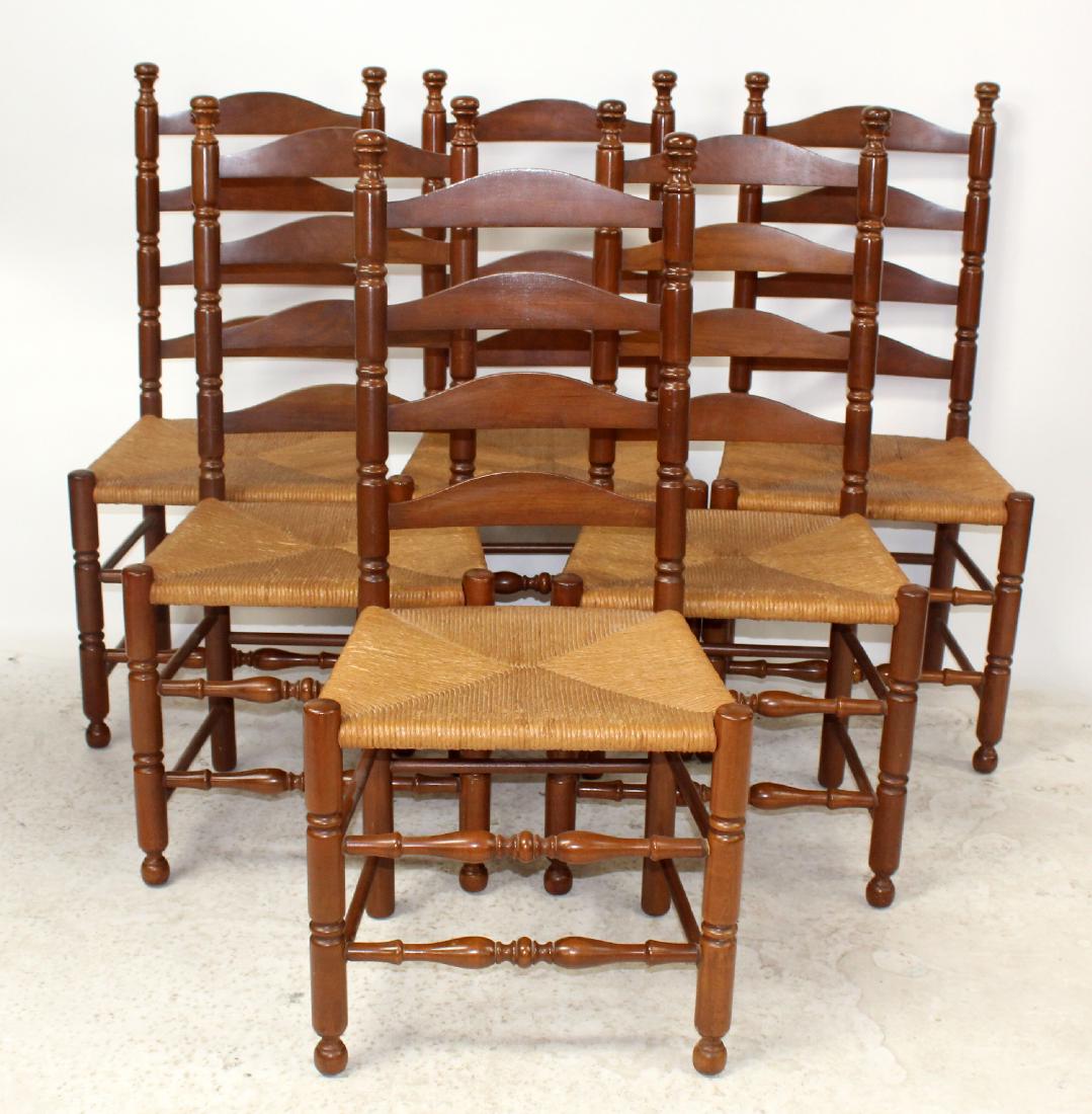 Set of 6 ladder back rush seat chairs