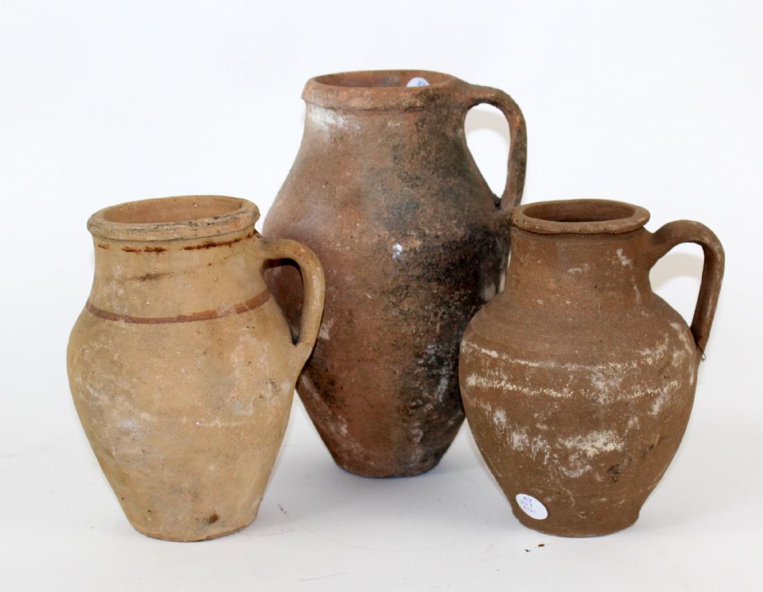 Lot of 3 terra cotta pots with handles (1 of 7)