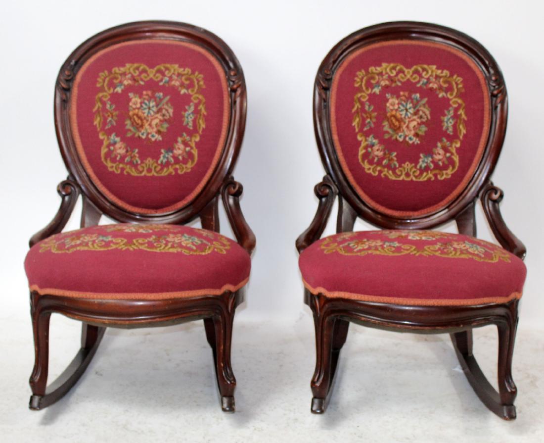 Pair of Victorian parlor rocking chairs (1 of 4)