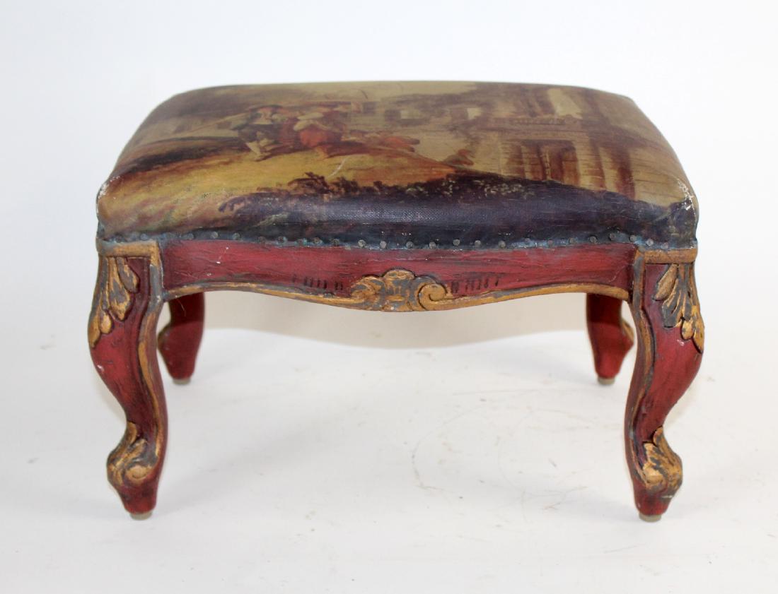 Small French footstool in red with gold accents (1 of 6)