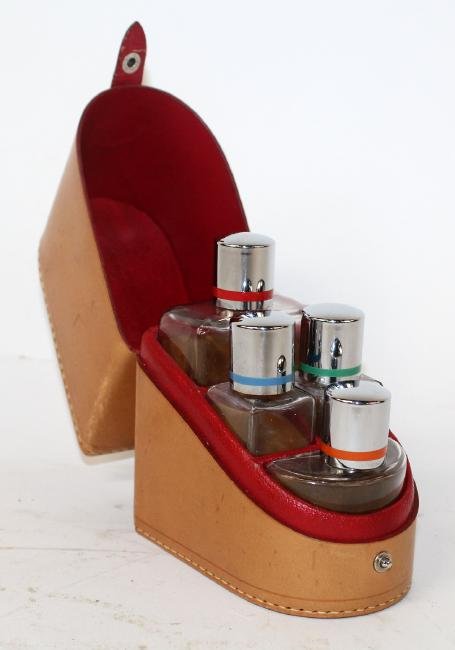 German Art Deco cologne set in leather case (1 of 8)
