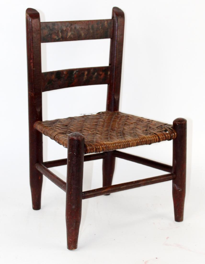 Antique Child's ladder back chair with rush seat