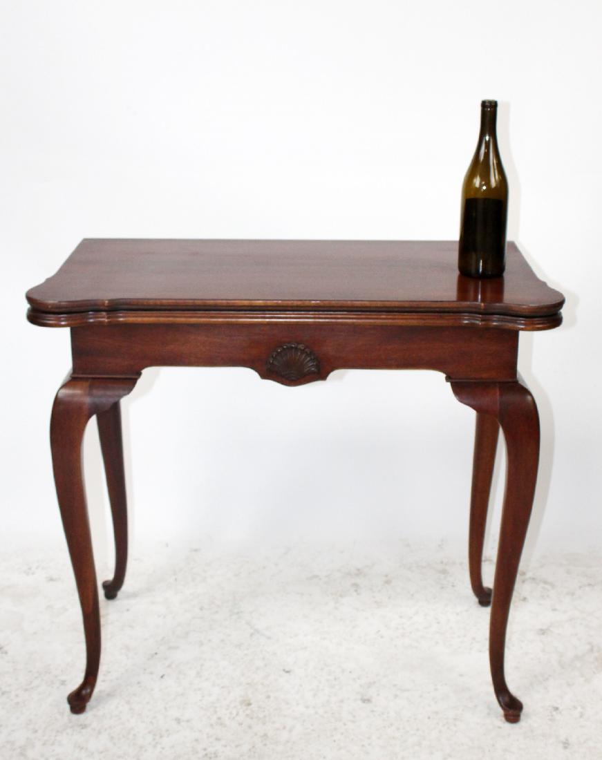 Mahogany console game table with shell carving (1 of 7)