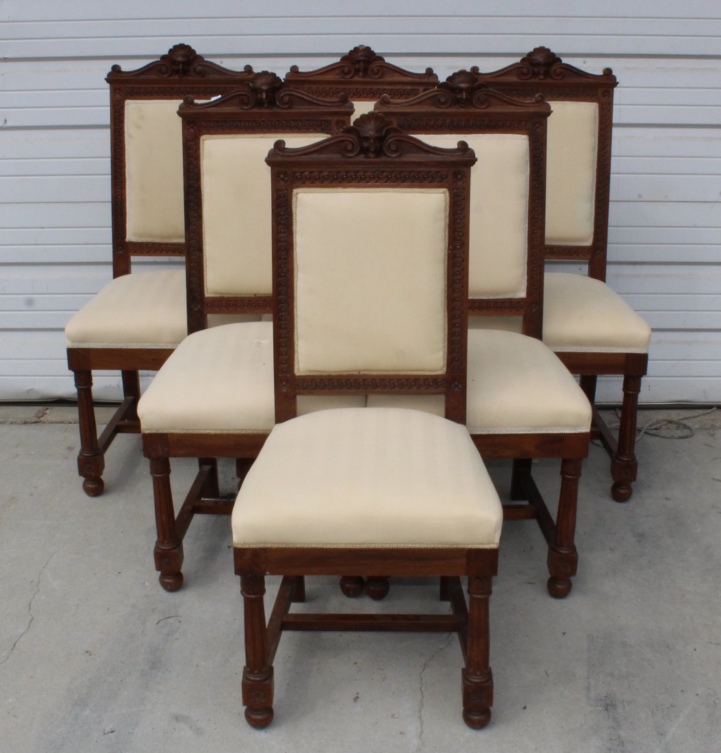 Set of 6 Italian Renaissance chairs: Set of 6 Italian Renaissance chairs. 42:h x 19"w