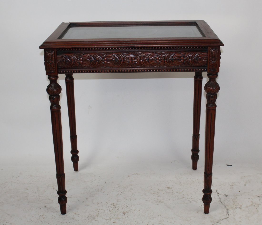 Mahogany table with display case top (1 of 5)