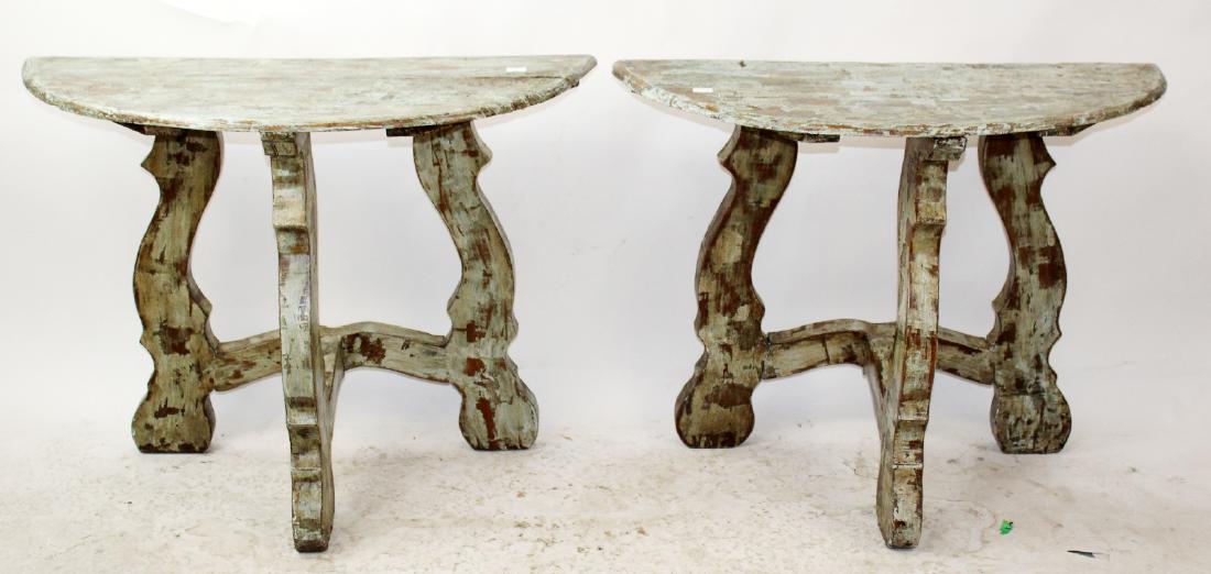 Pair of Spanish demi-lune consoles (1 of 7)