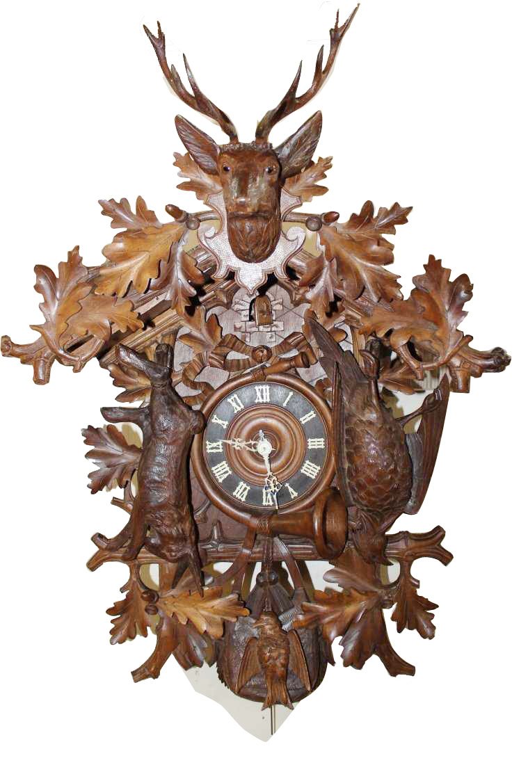 Black Forest Cuckoo clock with carved deer head