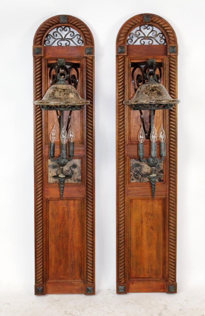 Pair of Maitland Smith panels with sconces (1 of 6)