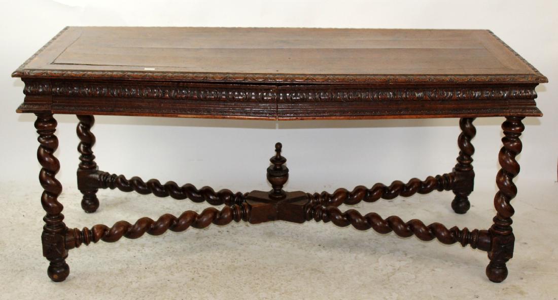 French oak bureauplat with barley twist legs (1 of 4)