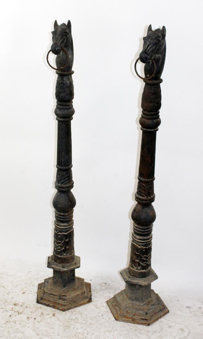 Pair of Cast iron horse head hitching posts