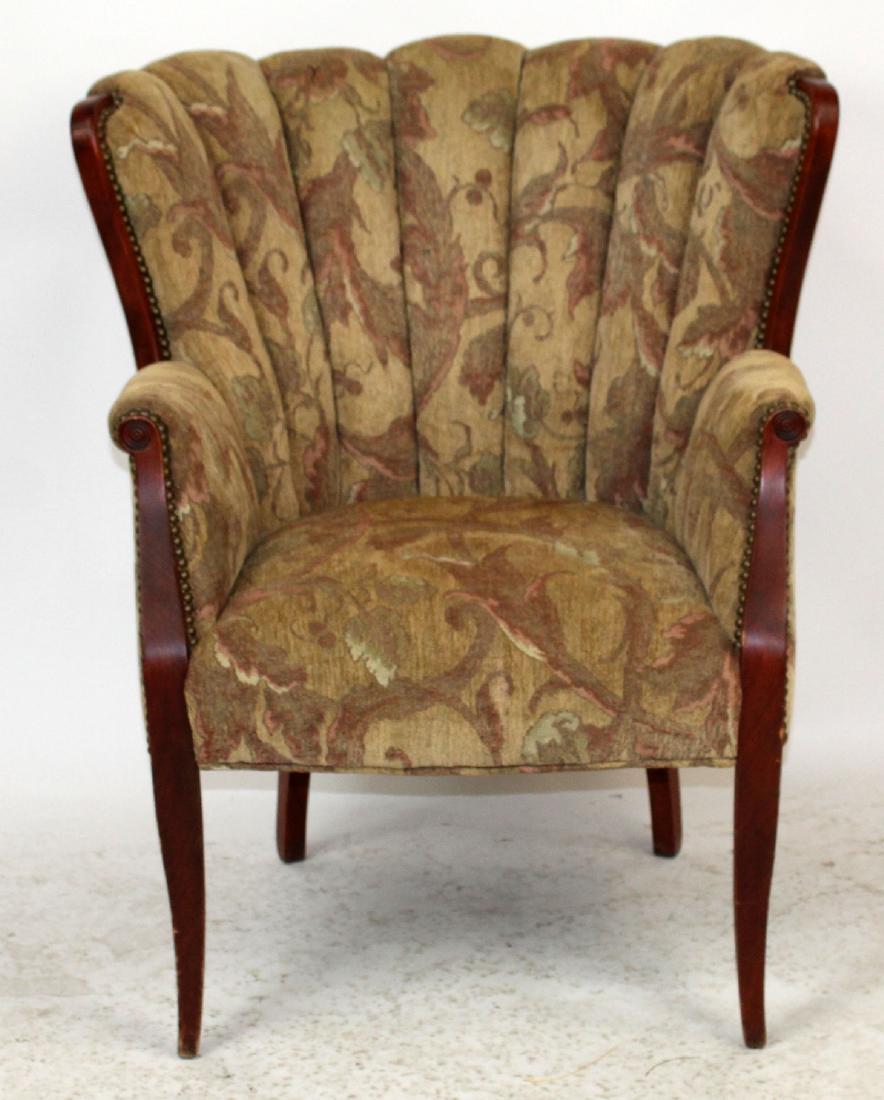 Vintage American fan back upholstered chair