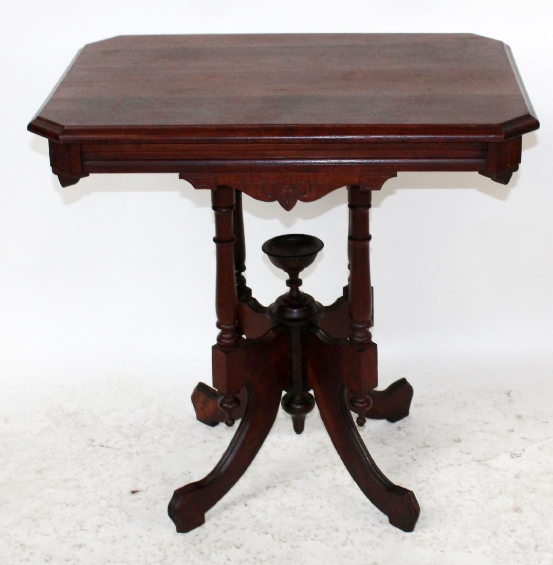 Antique Victorian parlor table in walnut