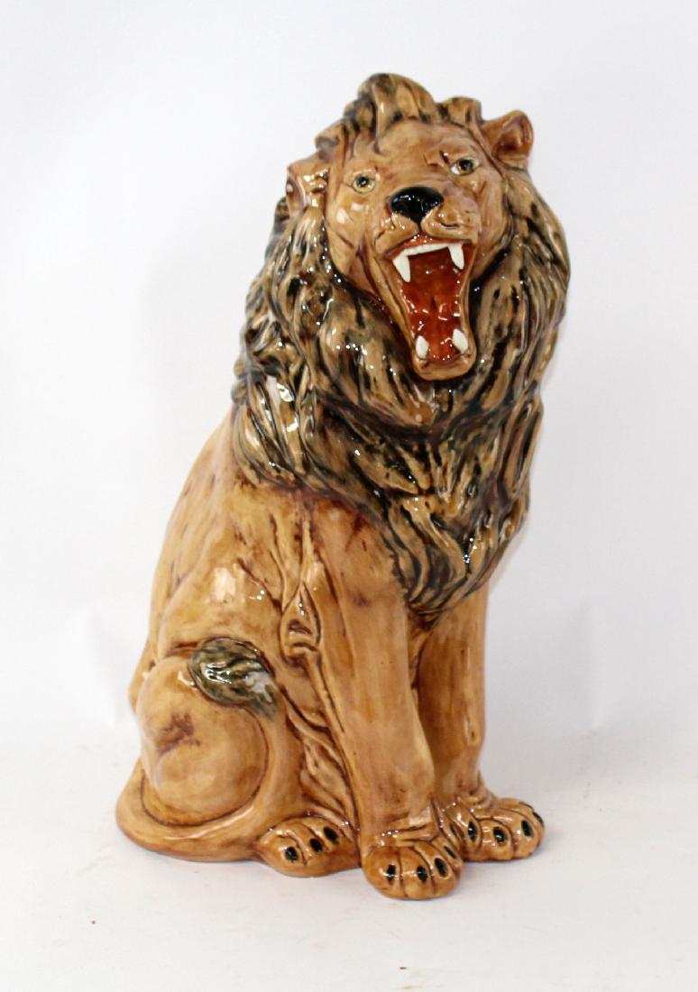 Vintage ceramic lion statue