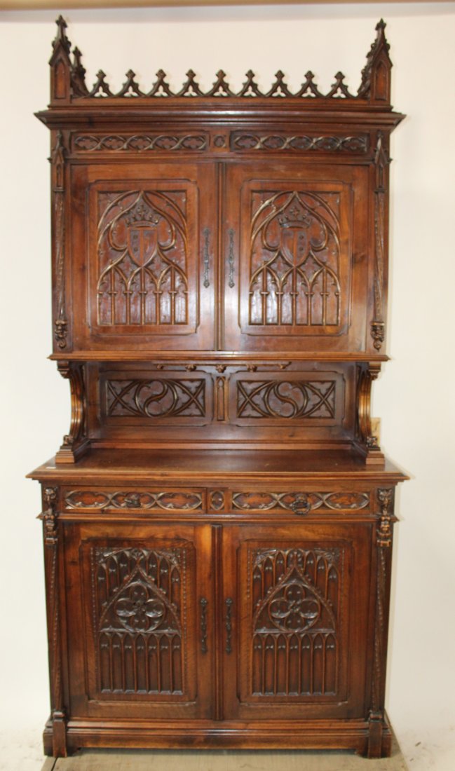 French Gothic Revival buffet deux corps (1 of 4)