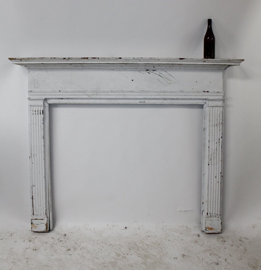American painted pine fireplace mantel surround (1 of 5)