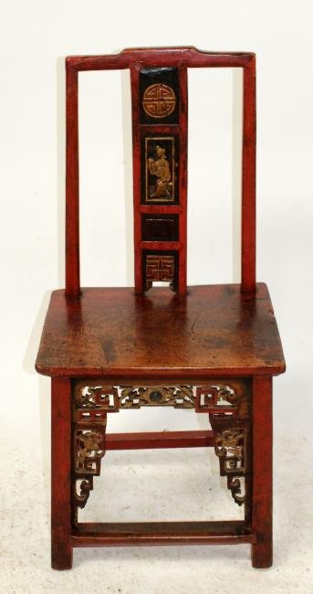Chinese red lacquered wedding chair with character (1 of 4)